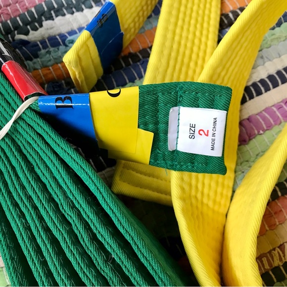 2/$10 Taekwondo Karate Martial Arts Green Yellow Canvas Belts Size 2 Achievement - Picture 4 of 5